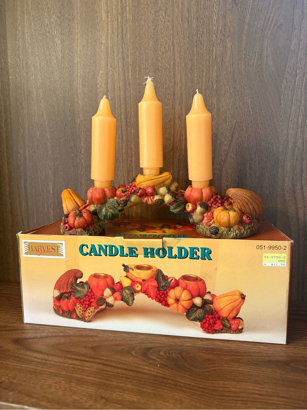 Autumn Pumpkin & Berry & Acorn Candle Holder / Thanksgiving Centrepiece